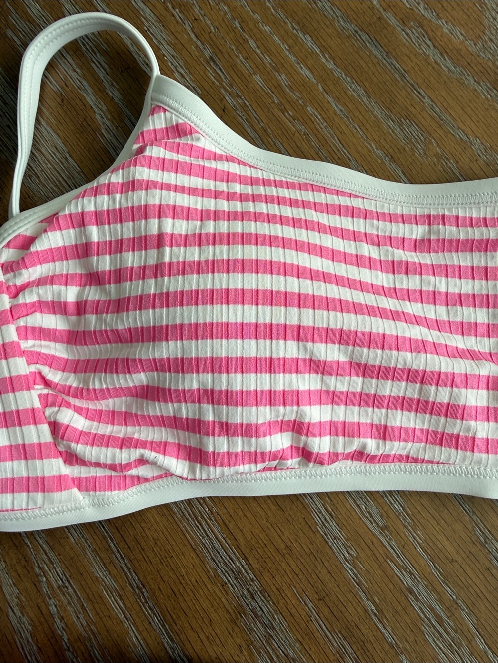 Shade & Shore Pink and White Ribbed Stripe Bikini Set - Picture 4 of 5